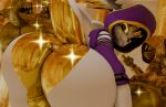 anthro big_butt butt butt_crush butt_focus butt_smother entrapment feral hi_res hobkin macro male male/male omananimations smothering the_prince thick_thighs wide_hips