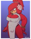 absurd_res accessory anthro between_breasts blush breasts bulge clothing crossgender digital_media_(artwork) duo echidna eulipotyphlan extreme_size_difference flower flower_in_hair fur gynomorph hair hair_accessory half-closed_eyes hedgehog hi_res hotcocopon intersex knuckles_the_echidna male mammal micro monotreme mtg_crossgender mti_crossgender narrowed_eyes nipple_outline plant ponytail sega shadow_the_hedgehog simple_background size_difference sonic_the_hedgehog_(series) standing tail underwear
