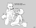 animal_genitalia animal_penis anthro arloatdusk arms_tied bodily_fluids bound canid canine canine_genitalia canine_penis canis clothing collar dialogue duo erection fellatio genitals greyscale gun gun_in_mouth gun_play handgun hi_res imminent_death kneeling knot male male/male mammal mangohyena monochrome oral penile penis pistol procyonid raccoon ranged_weapon saliva sex sketch sweat sweatdrop sweater tail tail_motion tailwag threatening_violence threatening_with_weapon topwear weapon wolf