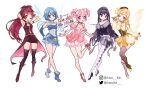  5girls adapted_costume akemi_homura ankle_bow argyle_clothes argyle_pantyhose armlet armpits arms_behind_head bad_id bad_twitter_id bag bare_legs bare_shoulders belt beret black_bow black_hair black_hairband black_thighhighs blonde_hair blue_belt blue_boots blue_capelet blue_eyes blue_gemstone blue_gloves blue_hair blue_shirt blue_skirt blue_sleeves blue_wings boots bow bow_choker breasts bridal_gauntlets brown_boots brown_collar brown_corset brown_hat brown_thighhighs bubble_skirt capelet chest_jewel chocofish choker cleavage cleavage_cutout closed_mouth clothing_cutout collar collarbone collared_capelet collared_shirt commentary corset covered_navel demon_wings detached_collar detached_sleeves dot_nose dress dress_bow drill_hair english_commentary fairy fairy_wings fingerless_gloves flower_hairpin food food_in_mouth frilled_skirt frilled_sleeves frills full_body fur_bag gem gloves grin hair_between_eyes hair_bow hair_over_shoulder hairband hand_on_own_hip hand_up happy hat hat_feather high_heel_boots high_heels high_ponytail highres instagram_username jewelry kaname_madoka knee_boots knees kyubey leg_up long_dress long_hair long_sleeves looking_at_viewer magical_girl mahou_shoujo_madoka_magica mahou_shoujo_madoka_magica_(anime) miki_sayaka miniskirt multicolored_boots multiple_girls nail_polish no_socks off-shoulder_dress off_shoulder one_eye_closed pale_skin pantyhose parody pink_bow pink_dress pink_eyes pink_gemstone pink_gloves pink_hair pink_skirt pink_sleeves pink_wings pocky pocky_in_mouth ponytail puffy_long_sleeves puffy_short_sleeves puffy_sleeves pumps purple_bridal_gauntlets purple_capelet purple_eyes purple_nails purple_pantyhose purple_shirt purple_shoes purple_skirt purple_wings red_boots red_bow red_choker red_dress red_eyes red_gemstone red_gloves red_hair red_shoes red_shorts sakura_kyoko shelf shirt shoes short_hair short_shorts short_sleeves short_twintails shorts shorts_under_dress shoulder_bag simple_background skirt skirt_under_dress sleeveless sleeveless_dress smile straight_hair strapless strapless_shirt striped_clothes striped_thighhighs studded_belt tareme thighhighs tomoe_mami tsurime twin_drills twintails twitter_username two-sided_capelet two-sided_dress two-sided_fabric two-tone_boots two-tone_shirt vertical-striped_clothes vertical-striped_thighhighs very_long_hair watermark white_background white_shirt wings winx_club yellow_bag yellow_bow yellow_gemstone yellow_skirt yellow_sleeves yellow_wings 