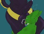 absurd_res anthro ball_sniffing balls balls_on_face big_balls black_body bodily_fluids breath canid canine canis drooling duo face_in_crotch fur genital_fluids genitals green_body green_eyes hi_res humanoid jackal kobold leg_around_partner leg_over_shoulder looking_pleasured male male/male mammal multicolored_body offscreen_character panting penis precum saliva scalie simple_background sniffing sweat sweaty_balls sweaty_genitalia sweaty_penis thick_thighs tongue tongue_out two_tone_body wdigni42 yellow_body yellow_fur
