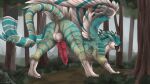 absurd_res animal_genitalia anus ass_up avian balls beak black_claws blue_body blue_eyes blue_fur blue_stripes butt claws erection feathers feral forest forest_background fur genitals grass green_body green_fur gryphon hi_res kehreazerith knot looking_at_viewer male mythological_avian mythological_creature mythology nature nature_background penis perineum pink_knot pink_penis plant presenting presenting_anus raised_tail sheath solo stripes tail tree white_balls white_body white_feathers white_fur