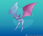 areola bat bat_ears bat_wings blue_body blue_hair breasts covered_eyes dex_appeal fangs female flat_chested generation_1_pokemon hair hi_res humanoid mammal membrane_(anatomy) membranous_wings monster_girl_(genre) nintendo nipples nude open_mouth pokemon pokemon_(species) pokemorph simple_background slim solo teeth tongue wings zubat