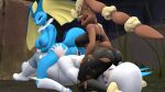 3d_(artwork) anthro anthrofied areola ass_on_face big_breasts big_butt big_nipples black_clothing black_eyes black_leggings black_legwear blue_areola blue_body blue_nipples blue_skin boots breasts brown_body brown_fur buckteeth bunny_ears_(disambiguation) butt butt_focus butt_grab chair_activities clothing digital_media_(artwork) dominant dominant_female eeveelution facesitting female female/female footwear fur generation_1_pokemon generation_4_pokemon generation_6_pokemon glistening glistening_clothing grope group group_sex gym_leader hair hand_on_butt happy hi_res human hybrid leggings legwear lopunny male male_focus mammal mega_evolution mega_lopunny melony_(pokemon) nature nintendo nipples outside pokemon pokemon_(species) red_eyes scut_tail sex shiny_pokemon shoes short_tail sitting_on_another smothering source_filmmaker_(artwork) stockings tail teeth thick thick_thighs thighs threesome torn_clothing trio vaporeon warfaremachine white_hair