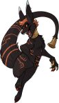 2025 ambiguous_gender bandai_namco black_body black_fur black_sclera cartridge_(disambiguation) cashel_(razim) collar digimon digimon_(species) fan_character feral fur hair heel_pad hi_res holy_ring kendraw kudamon male_(lore) markings open_mouth orange_eyes orange_hair orange_markings pawpads paws solo white_markings