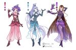  3girls absurdly_long_hair ahoge angry arm_behind_head armor armored_boots bad_id bad_twitter_id baggy_pants bare_shoulders black_eyeliner blonde_hair blue_boots blue_eyes blue_gemstone blue_gloves blue_leotard blue_skirt blunt_ends boots bracelet bracer breastplate breasts brown_hair chocofish circlet claws cleavage cleavage_cutout clenched_teeth clothing_cutout collar collarbone collared_leotard color_guide colored_eyelashes commentary covered_navel darcy_(winx_club) detached_collar diamond_(gemstone) dot_nose elbow_gloves english_commentary evil_smile eyelashes eyeliner eyeshadow full_body gauntlets gem gloves hair_tubes happy high_collar high_heel_boots high_heels high_ponytail highres icy_(winx_club) instagram_username jewelry knees leotard long_hair long_sidelocks long_skirt looking_ahead looking_at_hand looking_at_viewer makeup medici_collar messy_hair miniskirt multicolored_hair multiple_girls necklace outstretched_arm pale_skin pants pants_under_skirt pantyhose pauldrons pink_eyes pink_eyeshadow pink_pants pink_pantyhose pink_skirt ponytail purple_boots purple_collar purple_eyeshadow purple_gloves purple_hair purple_leotard purple_pantyhose purple_skirt red_boots red_gloves red_leotard redesign reference_sheet ribs see-through_clothes see-through_leotard see-through_pants short_hair shoulder_armor siblings side_slit sidelocks simple_background single_gauntlet single_hair_tube single_pauldron sisters skirt smile stormy_(winx_club) straight_hair streaked_hair teeth thigh_cutout trix_(winx_club) twitter_username two-tone_hair v-shaped_eyebrows very_long_hair watermark white_background white_hair winx_club 