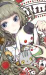  1girl :d ace_(playing_card) ace_of_spades alice&#039;s_adventures_in_wonderland amulet bishop_(chess) blue_eyes blush_stickers brown_hair button_eyes buttons card chain checkerboard_cookie cheshire_cat_(alice_in_wonderland) chess_piece club_(shape) commentary_request cookie diamond_(shape) expressionless food gem green_eyes grey_fur hairband hat heart humpty_dumpty iyorirei king_(chess) knight_(chess) light_smile original pawn_(chess) playing_card pocket_watch queen_(chess) queen_(playing_card) queen_of_hearts_(playing_card) red_eyes red_gemstone rook_(chess) slit_pupils smile solo spade_(shape) string stuffed_animal stuffed_cat stuffed_rabbit stuffed_toy top_hat watch white_rabbit_(alice_in_wonderland) yellow_eyes zipper zipper_pull_tab 