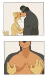 5_fingers age_difference anthro belly big_belly black_body black_fur black_hair black_nose brown_body brown_fur canid canine canis chuck_(p_rindustries) comic daddy_kink dobermann domestic_cat domestic_dog felid feline felis fingers fur groping_chest hair hi_res male male/male mammal mature_male mullet nipples nude p_rindustries pink_nose pinscher simple_background size_difference slightly_chubby standing striped_body striped_fur stripes tail tail_motion tailwag tan_body tan_fur whisker_spots white_body white_fur will_(p_rindustries)