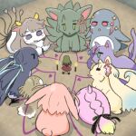  1girl ahoge animal animal_with_hair animalization anyoji_hime bird black_ribbon blue_ribbon brown_dress brown_hair cat dress flower fox fujishima_megumi green_hair hair_flower hair_ornament hair_ribbon hands_on_own_hips hasu_no_sora_school_uniform hinoshita_kaho kachimachi_kosuzu kitsune kyuubi link!_like!_love_live! lop_rabbit love_live! low_twintails momose_ginko multi-tied_hair multiple_tails murano_sayaka navyblue_konjac nekomata ogami_sachi osawa_rurino otomune_kozue oversized_animal penguin pink_flower ponytail purple_eyes rabbit ribbon school_uniform seal_(animal) standing tail tongue tongue_out twintails two_side_up virtual_youtuber winter_uniform wolf yugiri_tsuzuri 