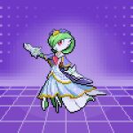 1:1 2025 absurd_res ambiguous_gender aurora_style_gardevoir chest_spike clothing crown digital_media_(artwork) dress gardevoir generation_3_pokemon gloves green_body green_hair hair handwear headgear hi_res holowear_(pokemon) humanoid melpoli_98 nintendo pixel_(artwork) pokemon pokemon_(species) pokemon_unite pseudo_clothing red_eyes solo spikes spikes_(anatomy) tiara white_body