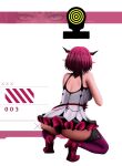  1girl alternate_hair_length alternate_hairstyle ass bare_shoulders black_horns black_panties blackcapbandit dress from_behind full_body goddess_of_victory:_nikke highres hololive hololive_english horns irys_(hololive) irys_(irys_2.0)_(hololive) panties pointy_ears purple_hair short_hair simple_background solo underwear virtual_youtuber white_background white_dress 