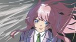 1755328969 1girl absurdres bang_dream! bang_dream!_it&#039;s_mygo!!!!! blazer chihaya_anon chinese_commentary collared_shirt commentary_request dated green_necktie grey_eyes grey_jacket haneoka_school_uniform highres jacket long_hair necktie nervous_smile nervous_sweating open_mouth pink_hair school_uniform shirt signature smile solo sweat sweatdrop upper_body white_shirt wind 