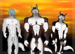 absurd_res anthro black_body black_fur canid canine canis creepypasta domestic_dog fur genitals grey_body grey_fur group hair_pubic hi_res humanoid husky long_penis machki12_ka male male/male mammal musclegut muscular nordic_sled_dog nordic_sleg_dog nude penis smile.dog smiley_face spitz strong_scales trio
