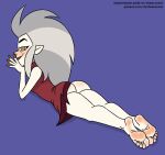 5_toes butt disney eda_clawthorne feet female hair hi_res humanoid humanoid_pointy_ears looking_back mrchasecomix not_furry pointy_ears smug soles solo the_owl_house toes witch_(the_owl_house)