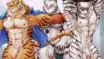 anthro arknights breasts clothing felid grimoire_of_zero group hi_res hypergryph jewelry lin_hu male male/male mammal mercenary_(grimoire_of_zero) mountain_(arknights) necklace nekojishi nodis_node pantherine studio_klondike studio_montagne tiger trio undressing