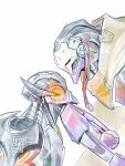  2boys android armor glowing glowing_eyes highres humanoid_robot male_focus marvel marvel_rivals multiple_boys overwatch red_eyes robot simple_background tecotit ultron yaoi 
