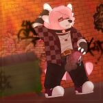 1:1 alley anthro arcticvolt bear bewear bodily_fluids bottomwear clock clothed clothing cum ear_piercing erection excited_expression eyewear facial_piercing fan_character fangs footwear generation_7_pokemon genital_fluids glasses hi_res jacket male mammal nintendo nose_piercing pants peeking_penis piercing pokemon pokemon_(species) shirt shoes solo tail teeth topwear unzipped unzipped_pants watch zipper