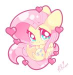  2019 blue_eyes blush chibi cutie_mark equid equine eyelashes female fluttershy_(mlp) friendship_is_magic hair hasbro hi_res horse hungrysohma16 mammal my_little_pony pegasus pink_hair pony wings yellow_body 