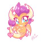  2019 absurd_res chibi dragon friendship_is_magic hair hasbro hi_res hungrysohma16 my_little_pony orange_body purple_hair reptile scalie simple_background smolder_(mlp) solo tan_body white_background wings 