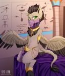  animal_genitalia ankh ankh_necklace anthro balls bed brown_mane chest_tuft collar equid equine fan_character feathered_wings feathers fur furniture genitals half-erect hasbro hi_res hieroglyphics inner_ear_fluff inside jewelry looking_at_viewer male mammal mane my_little_pony necklace on_bed pegasus penis penis_tip rini-chan sheath sitting sitting_on_bed solo tail_tuft tan_body tan_fur text tuft url veil wings 