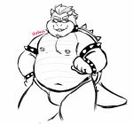  2020 anthro belly bowser bulge clothing koopa male mario_bros moobs navel nintendo nipples overweight overweight_anthro overweight_male scalie shyybuchi simple_background solo underwear video_games white_background 