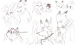  2016 anthro anthro_on_anthro benjamin_clawhauser canid canine cheetah clothed clothing disney eulipotyphlan eyes_closed felid feline fox fru_fru fur hi_res judy_hopps kissing lagomorph leporid mammal monochrome nick_wilde open_mouth open_smile rabbit red_fox shrew simple_background sketch_page smile spots spotted_body spotted_fur toifshi white_background zootopia 