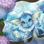  1:1 2019 :3 ambiguous_gender blue_body cloud day ear_fins eeveelution fin flower frill_(anatomy) leaf neck_frill nilomne nintendo outside plant pok&eacute;mon pok&eacute;mon_(species) puddle rainbow reflection ripples signature sky smile solo vaporeon video_games 