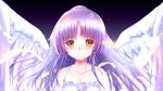  1girl angel angel_beats! angel_wings blush highres izumikuu long_hair silver_hair solo tenshi_(angel_beats!) white_wings wings yellow_eyes 