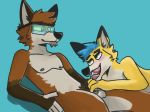  anthro canid canine canis duo ethan_blade ethan_forestfox eyewear fellatio fox glasses hi_res jimmykajun male male/male mammal maned_wolf oral penile pubes sex 