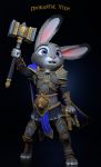  2020 3d_(artwork) anthro armor blizzard_entertainment blue_background book claws cloak clothing crossover digital_media_(artwork) disney ears_up eyebrows eyelashes female fingers fur grey_body grey_fur hammer handwear hi_res holding_object holding_weapon judy_hopps lagomorph leporid long_ears looking_up mammal melee_weapon melo multicolored_body multicolored_ears multicolored_fur open_mouth pink_nose purple_eyes rabbit russian_text shoulder_pads simple_background solo standing teeth text toe_claws toeless_legwear tools video_games warcraft weapon white_body white_fur zootopia 