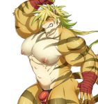  aaassstaro anthro blush bulge clothing hair long_hair magan male muscular muscular_male nipples pecs ponytail solo thong tokyo_afterschool_summoners underwear video_games 