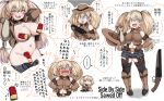  1girl belt black_legwear blonde_hair boots breasts brown_belt brown_footwear brown_gloves brown_headwear brown_vest censored cowboy_hat crying crying_with_eyes_open denim denim_shorts double-barreled_shotgun double_barrels elbow_gloves english_text fang full_body garter_belt gloves gun hat heart highres light_blue_eyes long_hair looking_at_viewer medium_breasts navel novelty_censor nude one_eye_closed open_clothes open_mouth open_vest original personification red_eyes ryuun_(stiil) sawed-off_shotgun short_shorts shorts shotgun simple_background skin_fang smile spoken_heart tears thighhighs translation_request twintails vest weapon white_background 