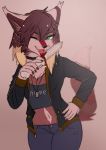  2020 anthro brown_body brown_fur digital_media_(artwork) female fur hi_res mammal midriff navel nayeliefox open_mouth smile solo teeth tongue 