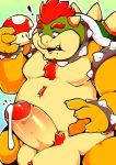  ! 2020 absurd_res anthro balls belly big_balls bodily_fluids bowser erection fungus genital_fluids genitals hi_res koopa male mario_bros mushroom nintendo overweight overweight_male penis precum scalie simple_background solo video_games zestibone 