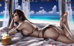  ass bikini feet final_fantasy final_fantasy_vii garter liang_xing swimsuits tifa_lockhart 