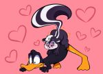  &lt;3 &lt;3_eyes 2020 anal anal_penetration anatid anseriform ass_up avian beak bird black_body blush daffy_duck duck duo fur hi_res looney_tunes male male/male male_penetrated male_penetrating male_penetrating_male mammal mephitid narrowed_eyes nude penetration pep&eacute;_le_pew pink_background salamikii sex simple_background size_difference skunk striped_skunk warner_brothers 