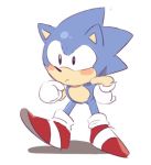  2017 anthro biped black_eyes blue_body blue_fur classic_sonic classic_sonic_(universe) clothing eulipotyphlan footwear frown fur gloves hand_on_hip hand_on_shin handwear hedgehog low_res male mammal shoes simple_background solo sonic_the_hedgehog sonic_the_hedgehog_(series) standing weon1119 white_background 
