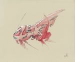  antennae calligraphy_brush_(medium) fish gaimoon mecha mechanization no_humans original signature simple_background tan_background traditional_media watercolor_(medium) 