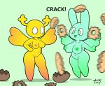  animal_crossing animate_inanimate anthro antlers areola big_breasts breasts cartoon_network clothing coco_(animal_crossing) dialogue dress duo eyelashes fairy female genitals gyroid hand_on_hip horn lagomorph leporid mammal navel nintendo nipples open_mouth open_smile penny_fitzgerald pussy rabbit signature simple_background smile sound_effects speech_bubble surprise the_amazing_world_of_gumball thick_thighs tonytoran video_games wide_hips wings yellow_body 