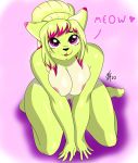  anthro begging big_breasts breasts domestic_cat felid feline felis female hi_res highlights_(coloring) kneeling looking_up mammal nude on_ground short_tail slightly_chubby solo text thick_thighs xiongshan 