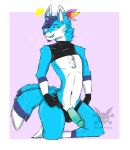 anthro canid canine clothing crop_top double_tail feathers king_hopkins low_res male male/male mammal shirt solo topwear 
