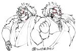  2020 anthro belly canid canine clothing duo exe_exem goemon_(tas) human kemono male mammal overweight overweight_male raccoon_dog robe simple_background tanuki tokyo_afterschool_summoners video_games white_background 