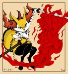  absurd_res animal_humanoid anthro braixen canid canid_humanoid canine canine_humanoid digital_media_(artwork) female fire fox fox_humanoid heavy_shadow hi_res humanoid japanese_text katana mammal mammal_humanoid melee_weapon nintendo piporete pixel_(artwork) pok&eacute;mon pok&eacute;mon_(species) pre-evolution samurai simple_background solo solo_focus sword text video_games warrior weapon 