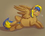  2015 blonde_mane blue_mane blue_tail breath brown_body brown_feathers brown_wings equid equine fan_character feathered_wings feathers feral fur hasbro lying male mammal mane multicolored_mane multicolored_tail my_little_pony on_side pegasus ponsex simple_background solo tan_body tan_fur tongue tongue_out wings yellow_tail 