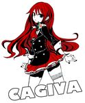  :o cagiva heterochromia kaprice long_hair nail_polish personification red_hair skirt solo 
