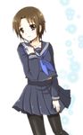  bad_id bad_pixiv_id brown_eyes brown_hair crossdressing iwashiro_byou little_busters! male_focus naoe_riki otoko_no_ko pantyhose school_uniform serafuku short_hair solo 