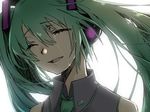  bad_id bad_pixiv_id closed_eyes green_hair hatsune_miku long_hair masako simple_background solo tears twintails vocaloid 