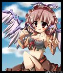  alternate_costume animal_ears breasts cleavage earrings hat highres jewelry large_breasts midriff mystia_lorelei pink_hair red_eyes short_hair solo tana16 touhou wings 