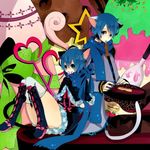  1girl ahoge animal_ears blue_hair cat_ears chidori_(@rom) food genderswap genderswap_(mtf) ice_cream kaiko kaito vocaloid 