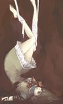  amakura_mayu bandages barefoot brown_hair bug butterfly dress fatal_frame fatal_frame_2 insect mayuuuuu short_hair solo upside-down 